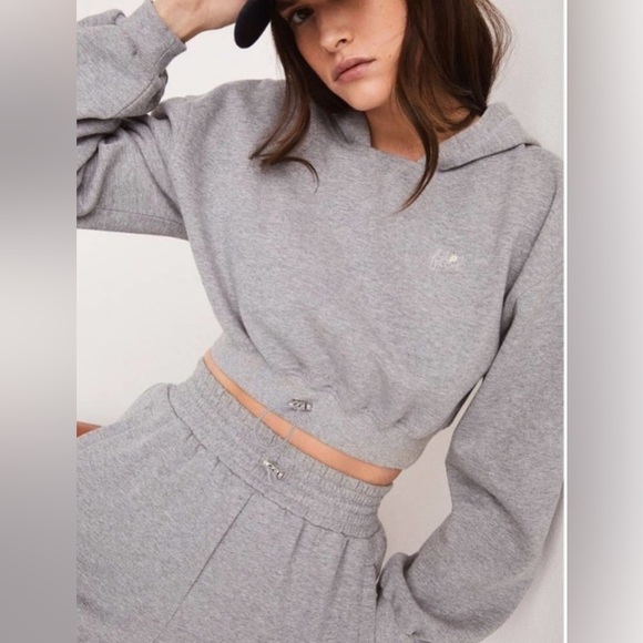For love and lemons Josie crop gray hoodie - Picture 1 of 8